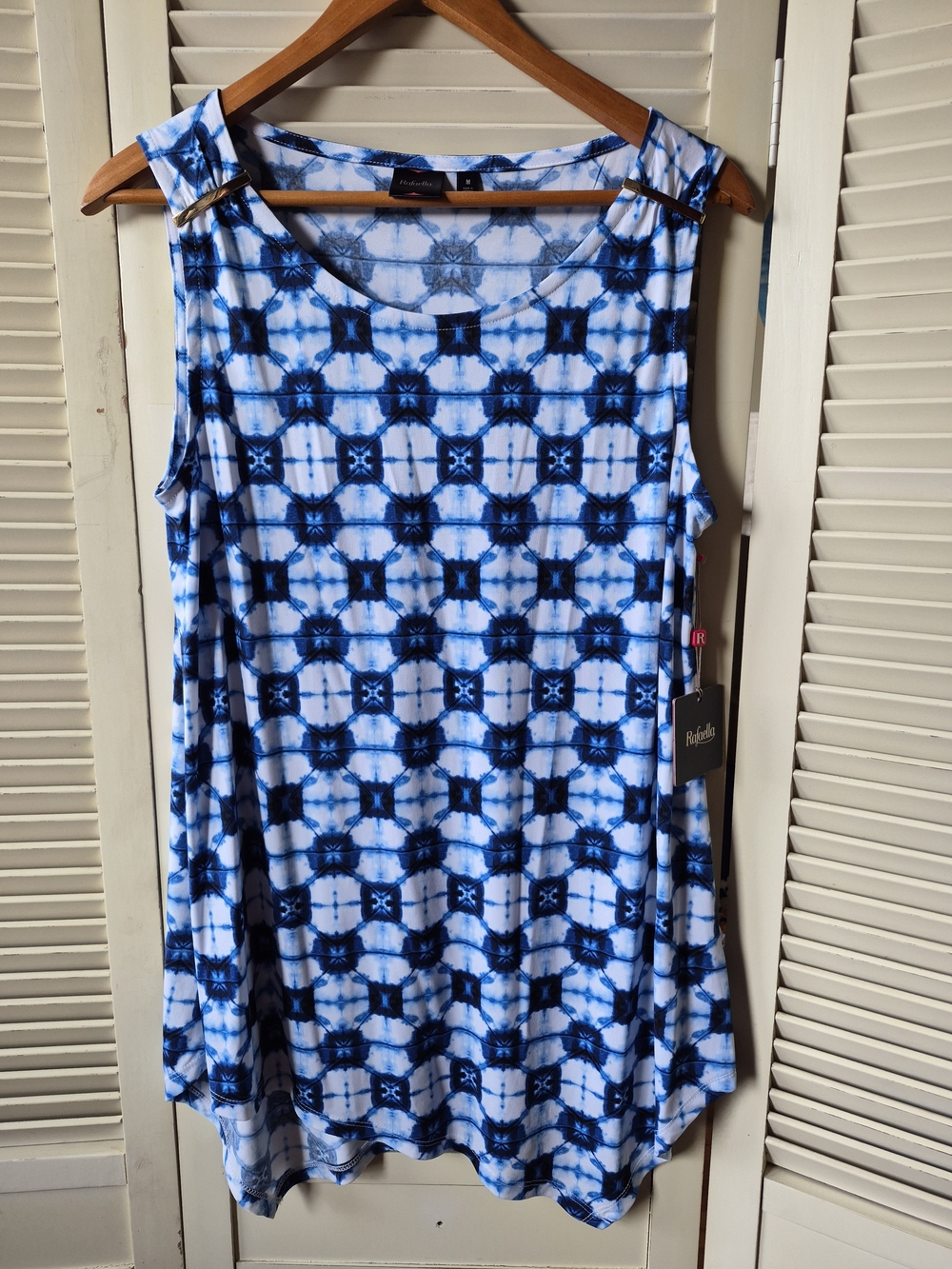 Rafaella NWT Blue & White Sleeveless Top Size Medium